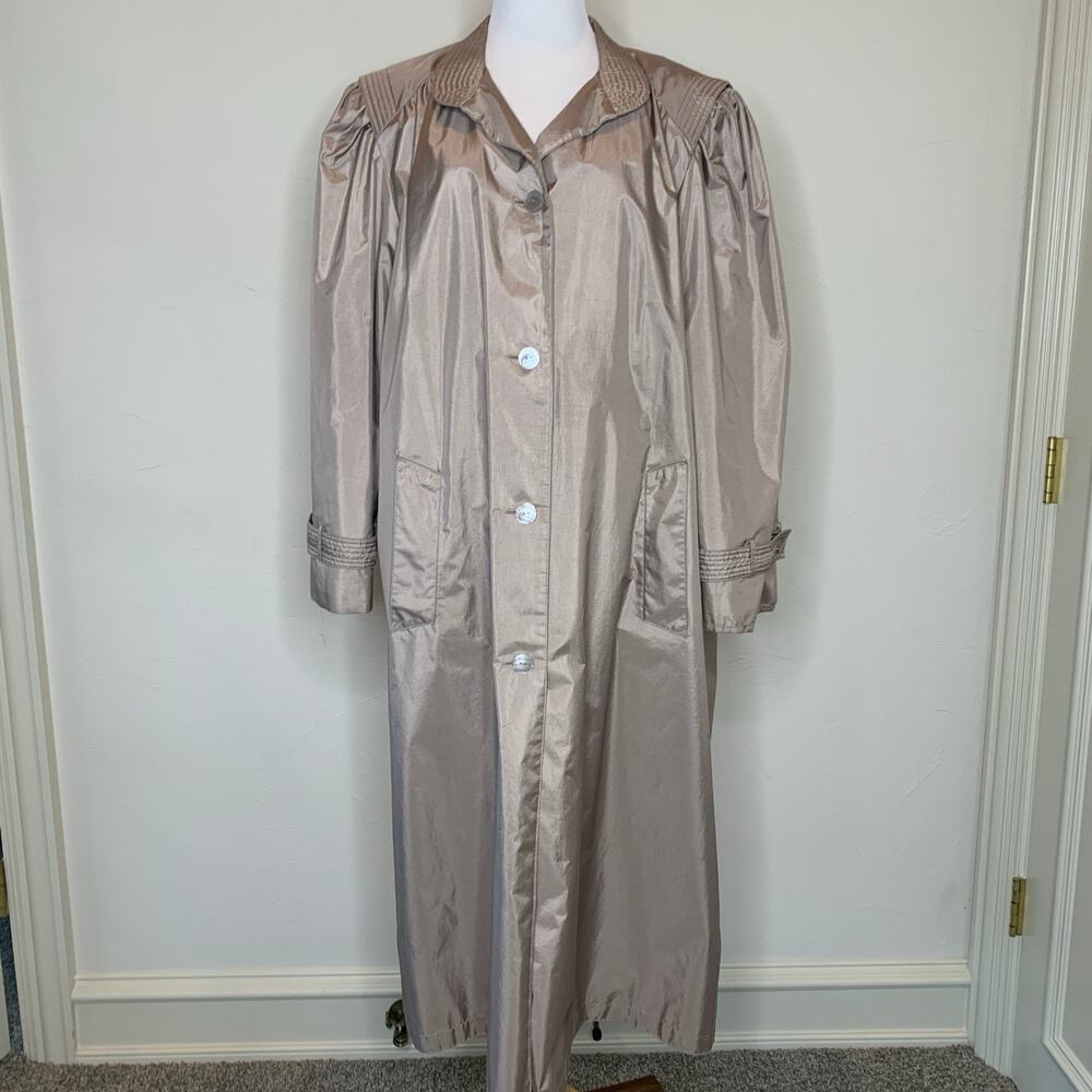 Vintage 80s Taupe Trench Coat ? Rain Jacket Sz 16 Large XL